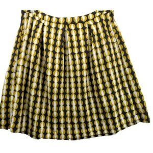 Boden Womens Mini Skirt Sz 10L Mid-Century Modern Cat-Eye Print A-Line Pleated